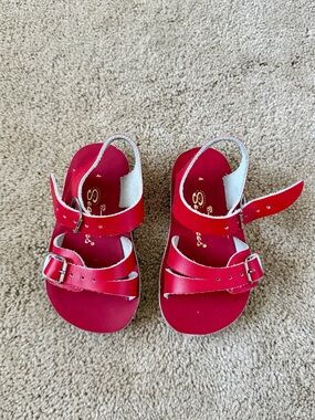 Salt Water Sandals by Hoy Kids Red Leather Buckle Sandals